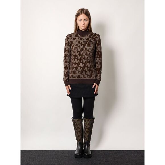 Fendi Women Cotton Sweater With Ff Motif - Picture 3 of 5